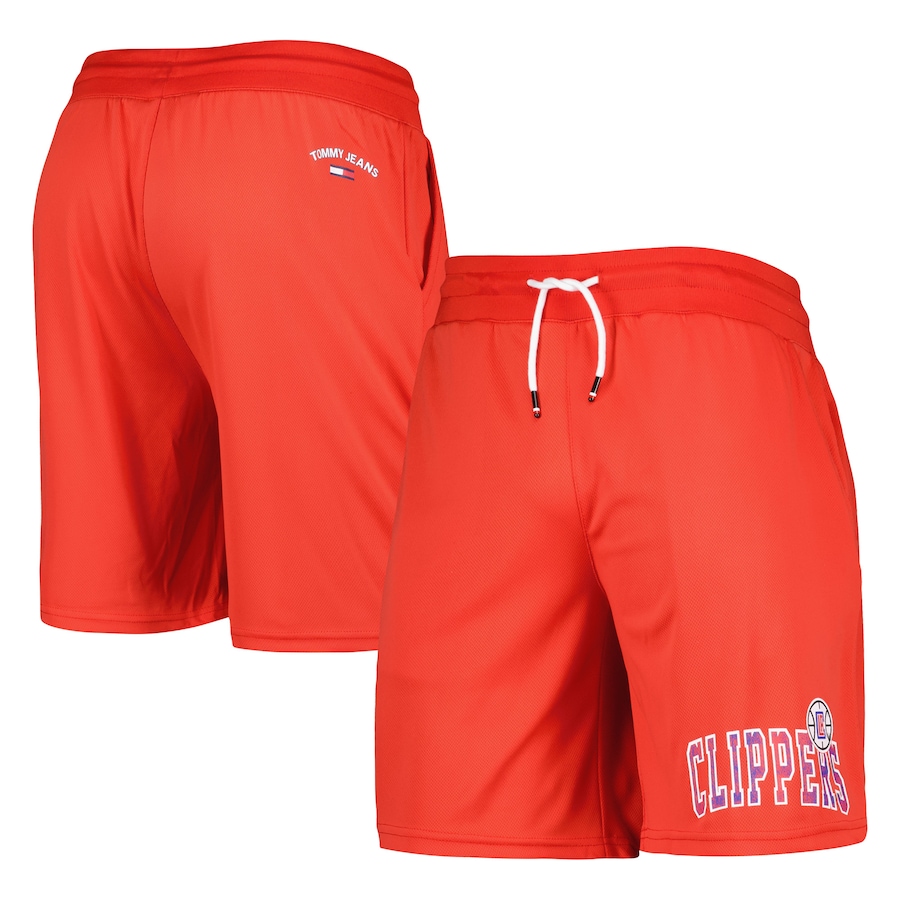 Men's LA Clippers Tommy Jeans Red Mike Mesh Basketball Shorts Men's LA Clippers Tommy Jeans Red Mike Mesh Basketball Shorts
