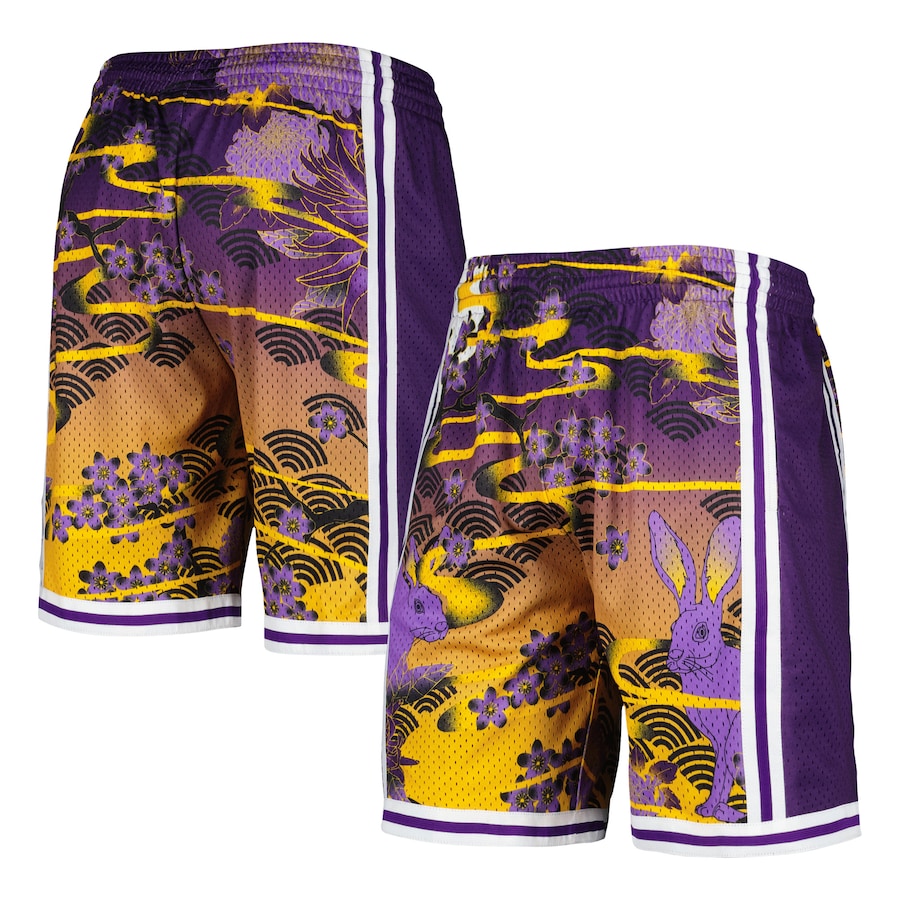 Men's Los Angeles Lakers Mitchell & Ness Purple Lunar New Year Swingman Shorts