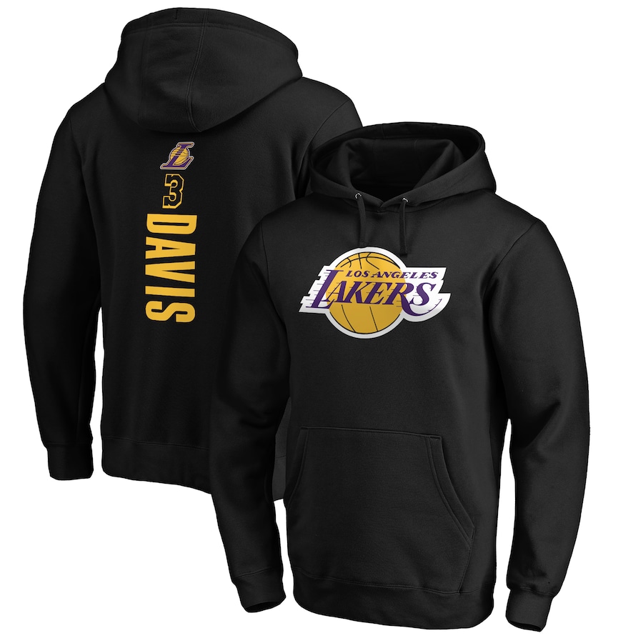 Men's Los Angeles Lakers Anthony Davis Black Playmaker Name & Number Pullover Hoodie