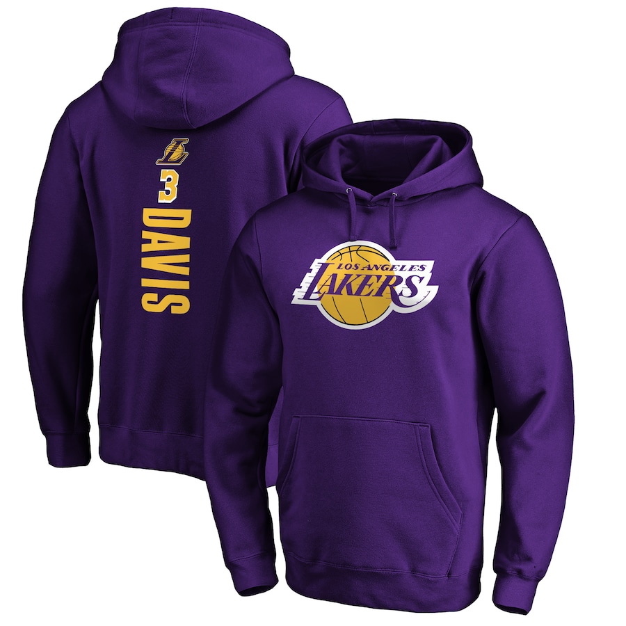 Men's Los Angeles Lakers Anthony Davis Purple Playmaker Name & Number Pullover Hoodie