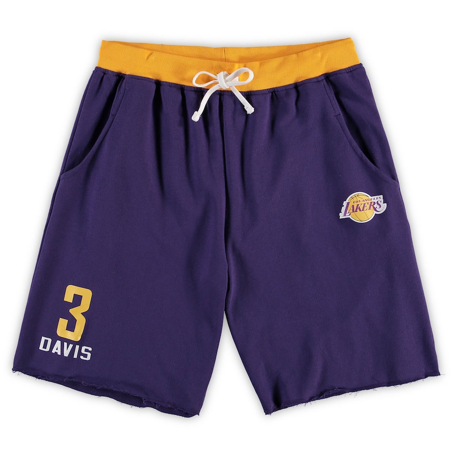 Men's Los Angeles Lakers Anthony Davis Majestic Purple Big & Tall French Terry Name & Number Shorts