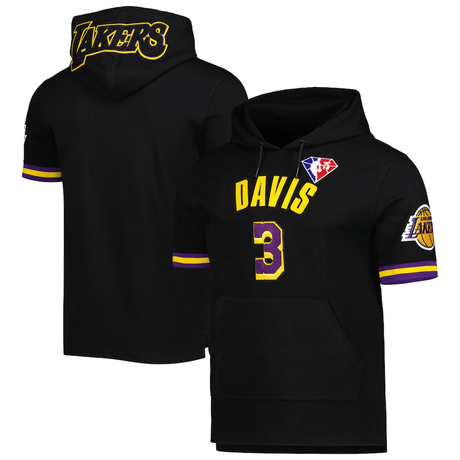 Men's Los Angeles Lakers Anthony Davis Pro Standard Black Name & Number Short Sleeve Pullover Hoodie