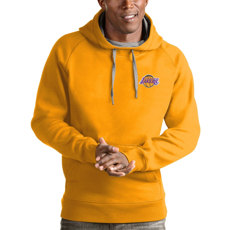 Men's Los Angeles Lakers Antigua Gold Victory Pullover Hoodie Men's Los Angeles Lakers Antigua Gold Victory Pullover Hoodie