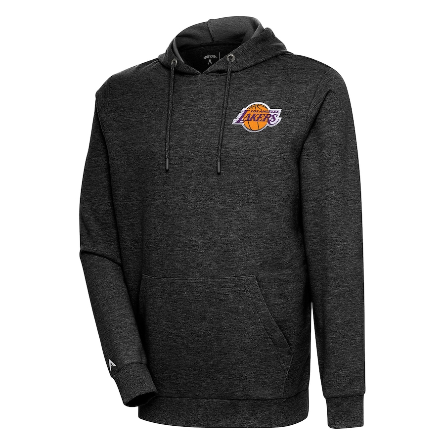 Men's Los Angeles Lakers Antigua Heather Black Action Pullover Hoodie Men's Los Angeles Lakers Antigua Heather Black Action Pullover Hoodie
