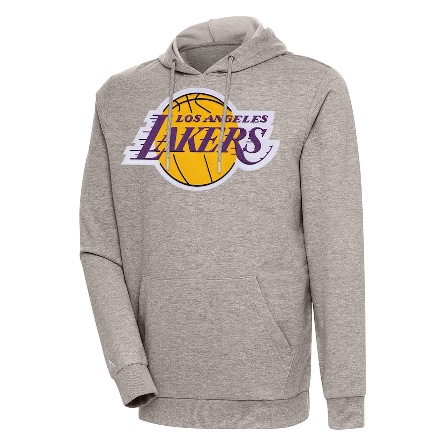 Men's Los Angeles Lakers Antigua Oatmeal Action Pullover Hoodie