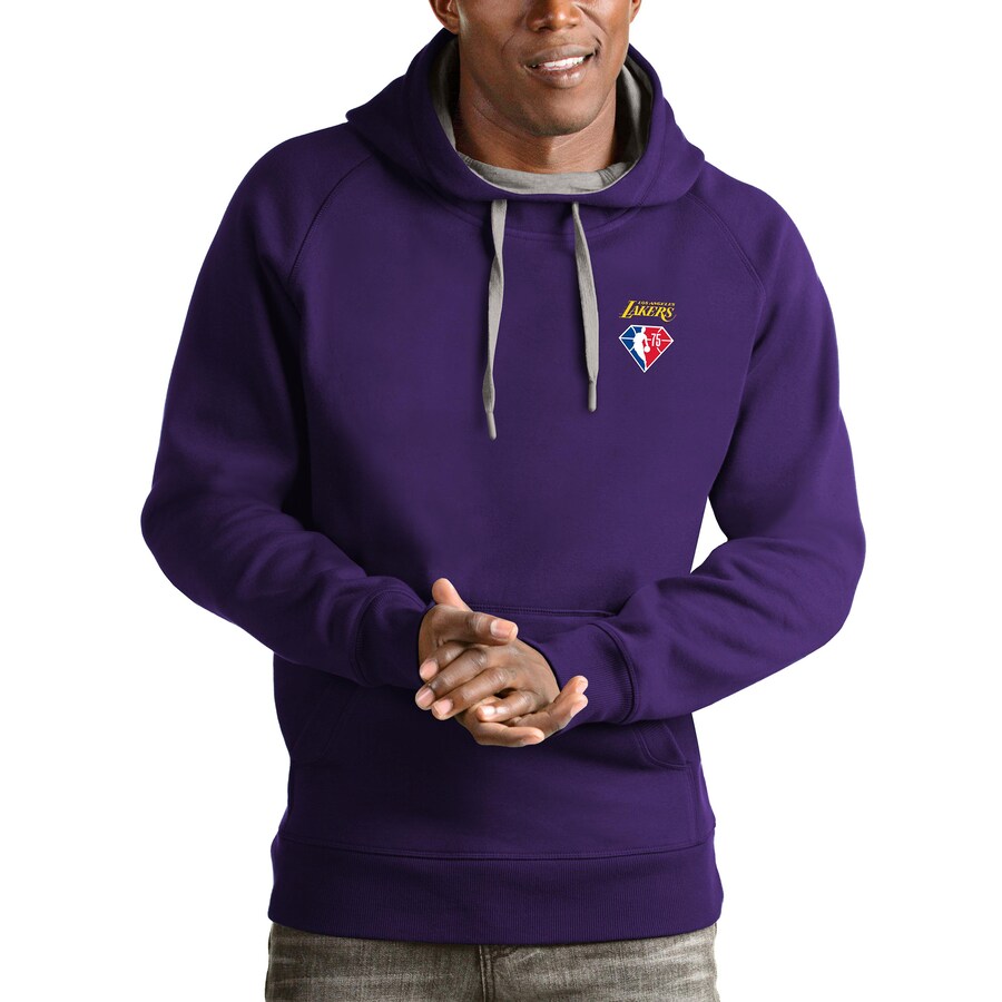 Men's Los Angeles Lakers Antigua Purple NBA 75th Anniversary Victory Pullover Hoodie