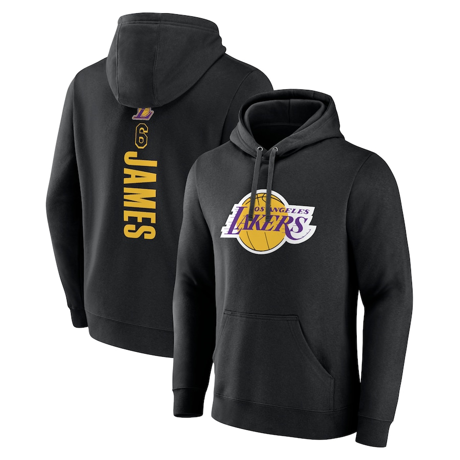 Men's Los Angeles Lakers Black Playmaker Name & Number Pullover Hoodie