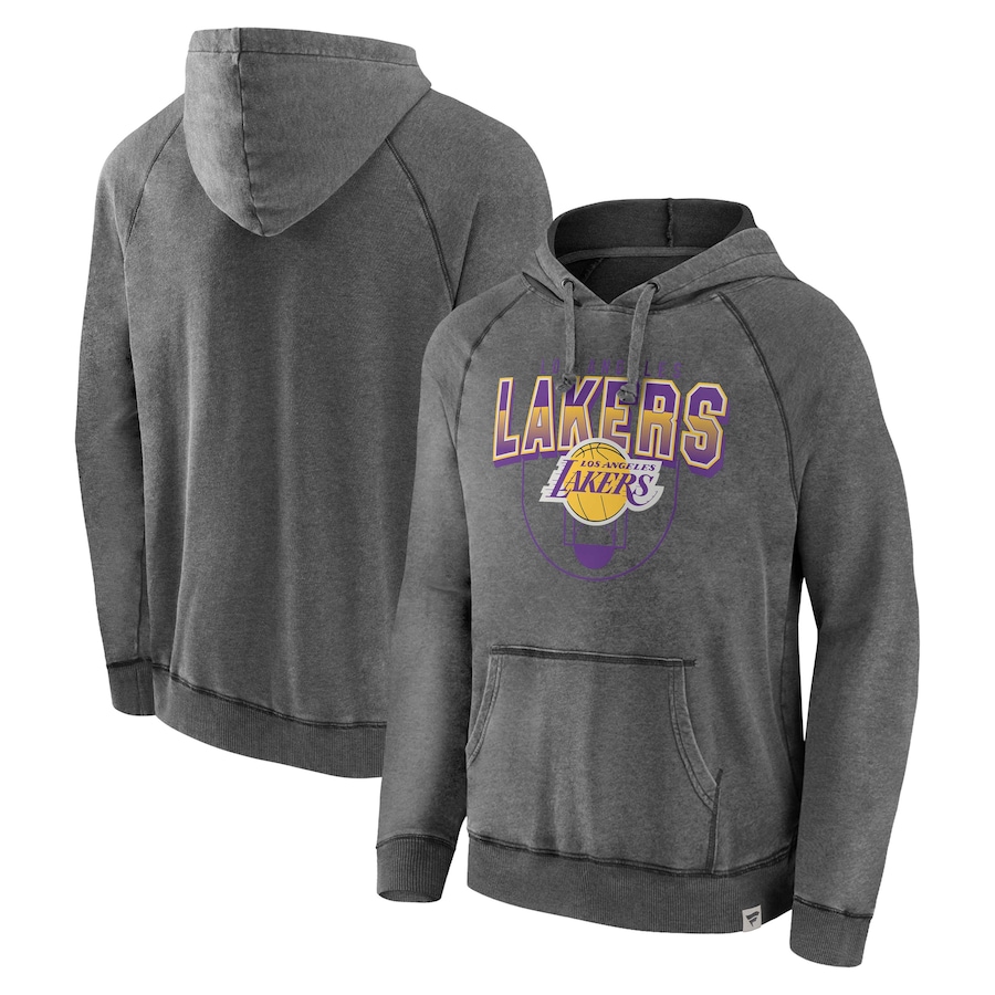 Men's Los Angeles Lakers Gray Acquisition True Classics Vintage Snow Wash Pullover Hoodie