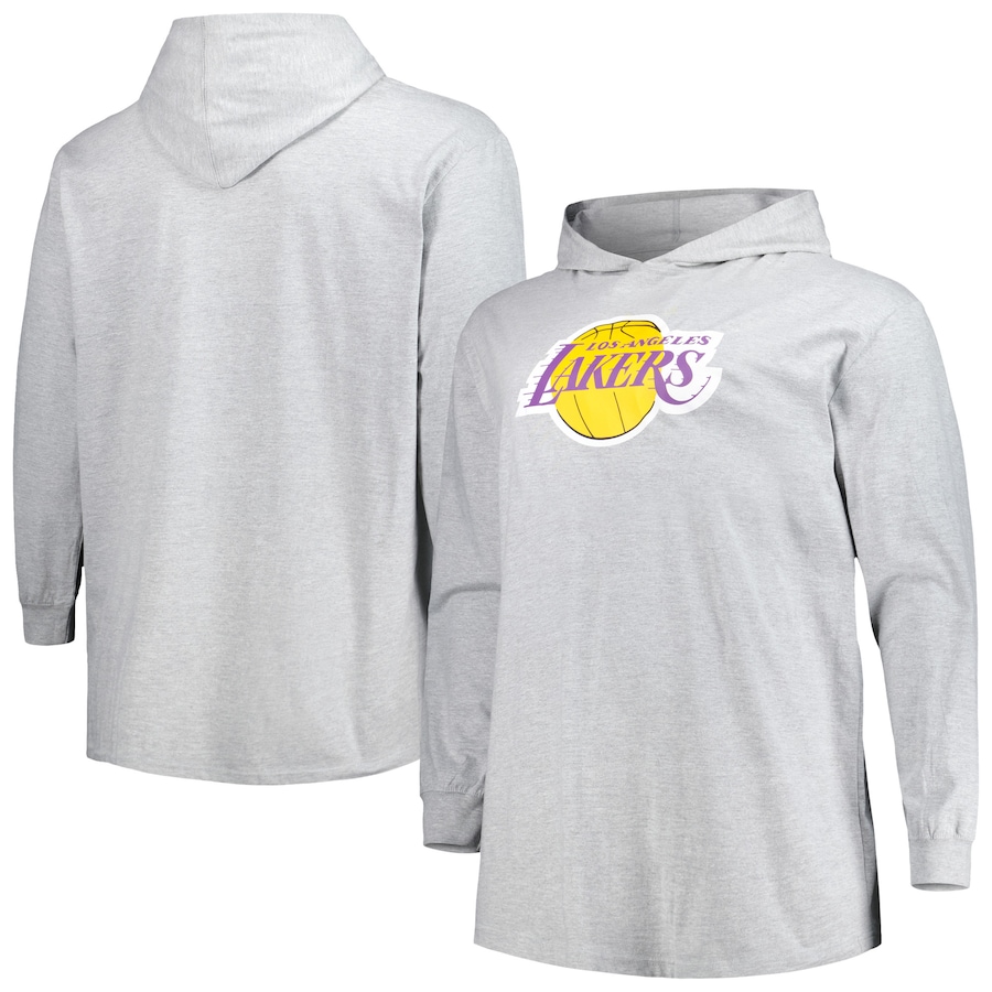 Men's Los Angeles Lakers Heather Gray Big & Tall Pullover Hoodie Men's Los Angeles Lakers Heather Gray Big & Tall Pullover Hoodie