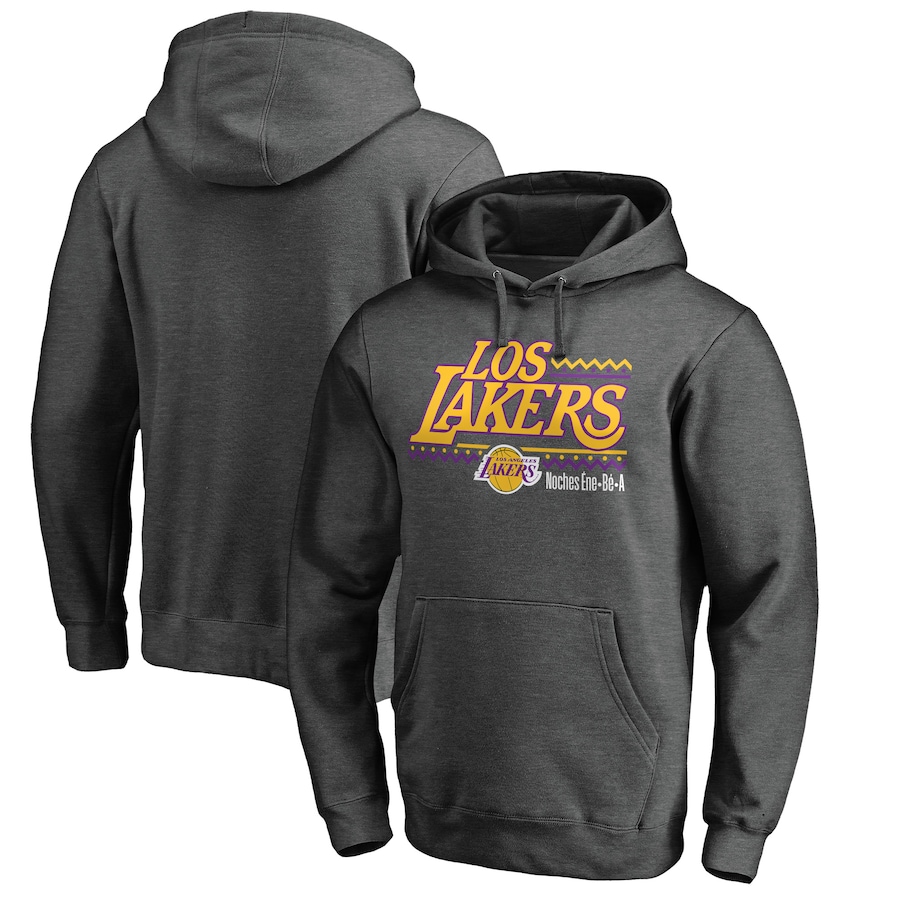 Men's Los Angeles Lakers Heather Gray Noches Ene-Be-A Pullover Hoodie Men's Los Angeles Lakers Heather Gray Noches Ene-Be-A Pullover Hoodie