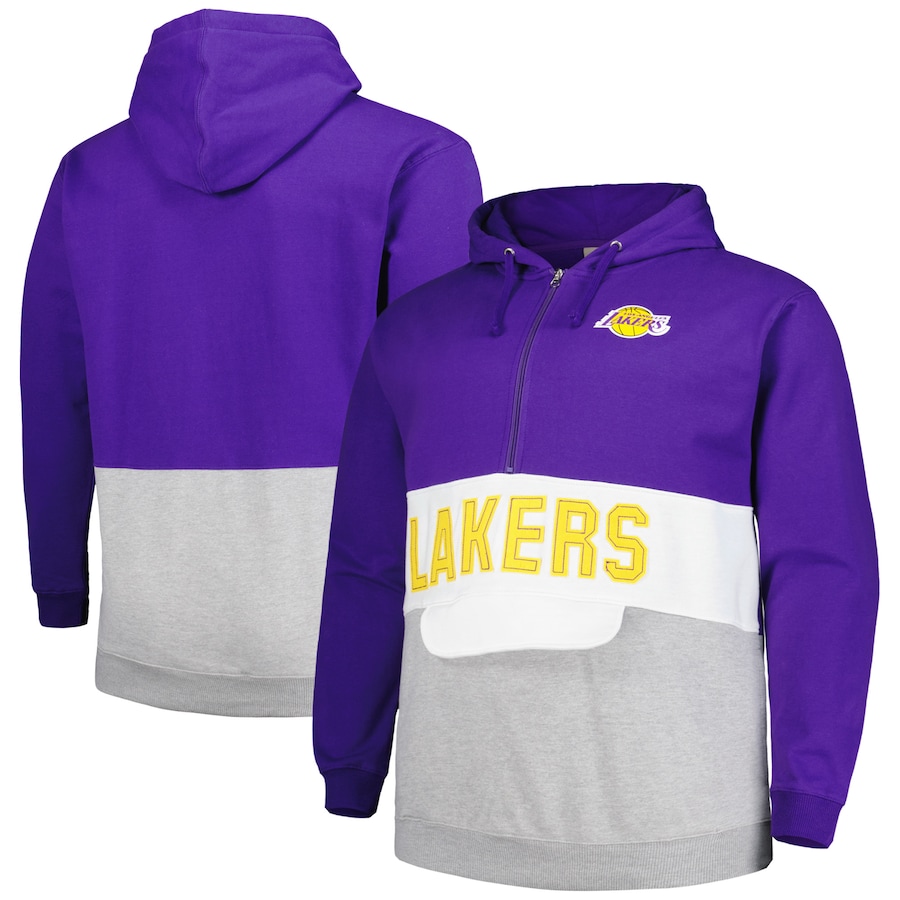 Men's Los Angeles Lakers Purple Big & Tall Anorak Half-Zip Hoodie