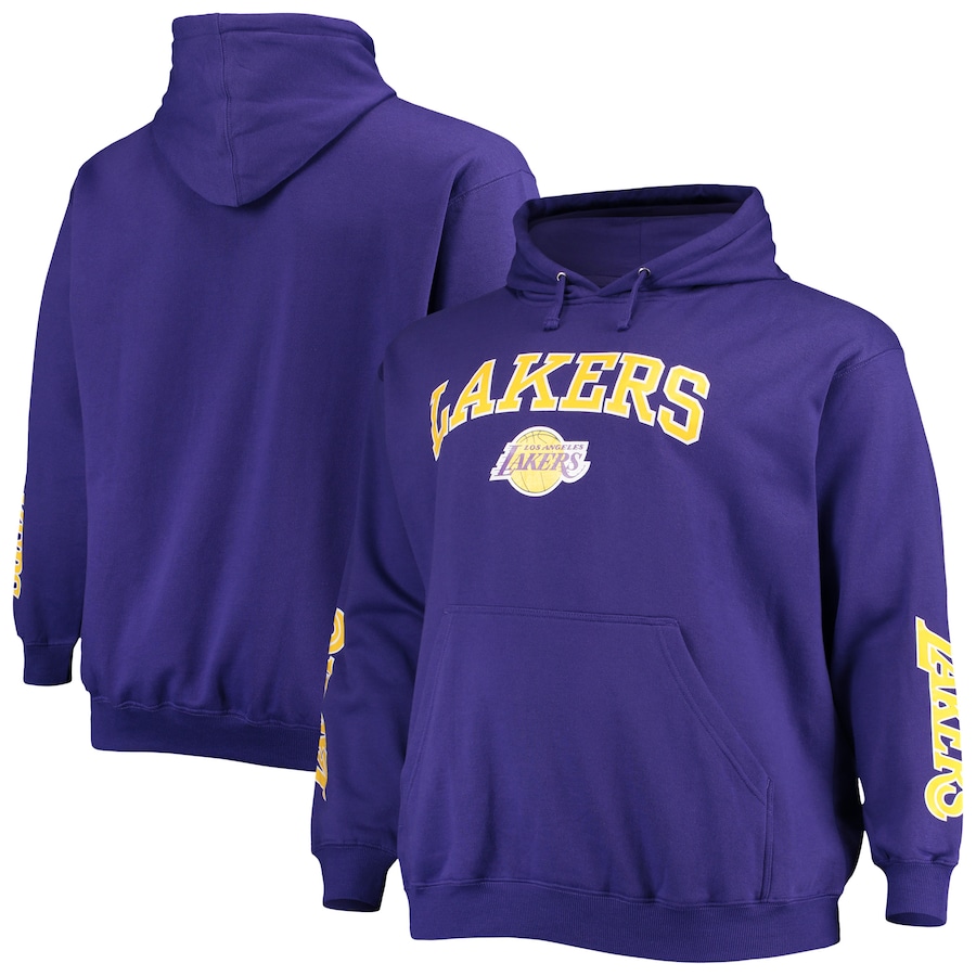 Men's Los Angeles Lakers Purple Big & Tall Team Wordmark Pullover Hoodie Men's Los Angeles Lakers Purple Big & Tall Team Wordmark Pullover Hoodie