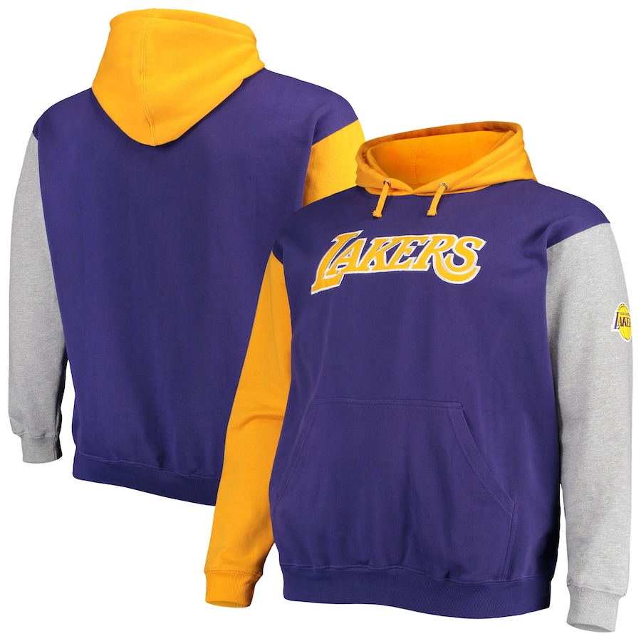 Men's Los Angeles Lakers Purple/Gold Big & Tall Double Contrast Pullover Hoodie Men's Los Angeles Lakers Purple/Gold Big & Tall Double Contrast Pullover Hoodie