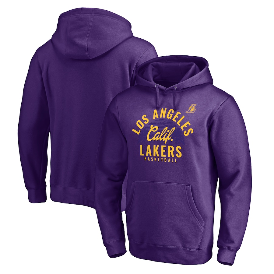 Men's Los Angeles Lakers Purple Post Up Hometown Collection Fitted Pullover Hoodie