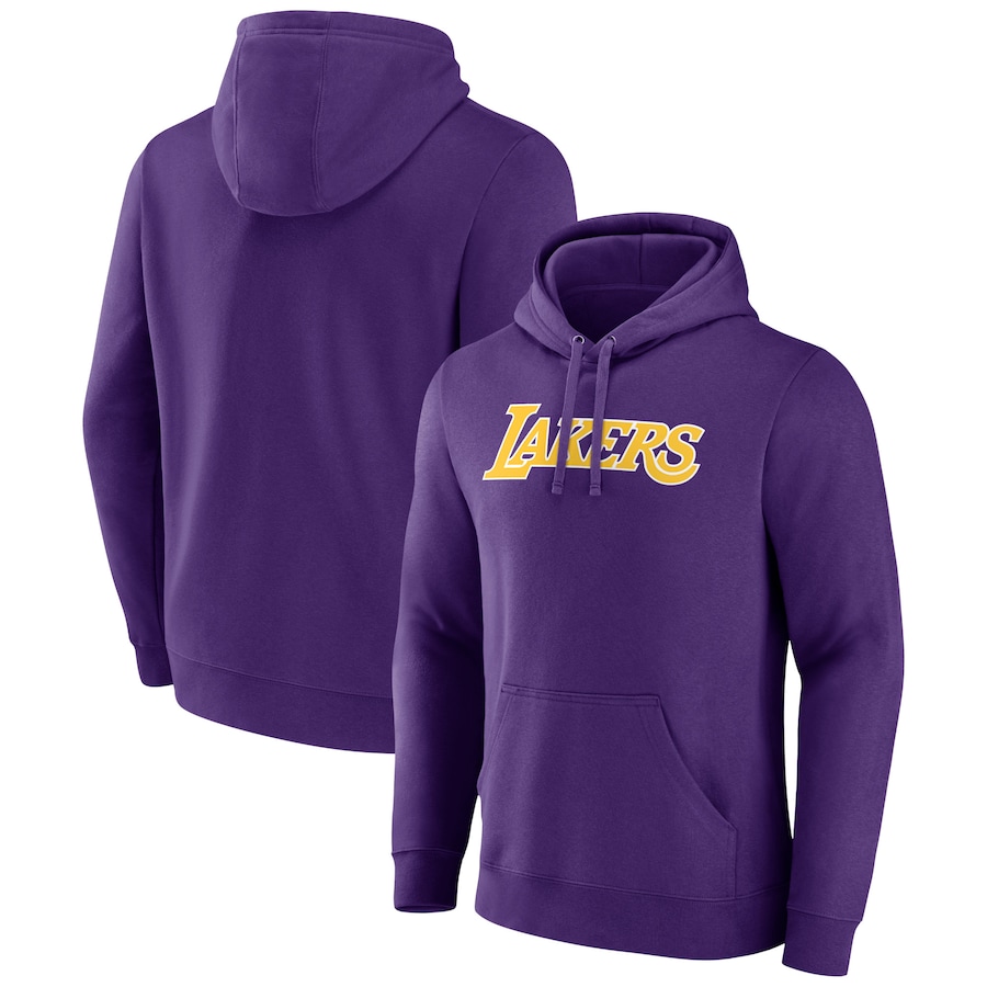 Men's Los Angeles Lakers Purple Wordmark Team Pullover Hoodie