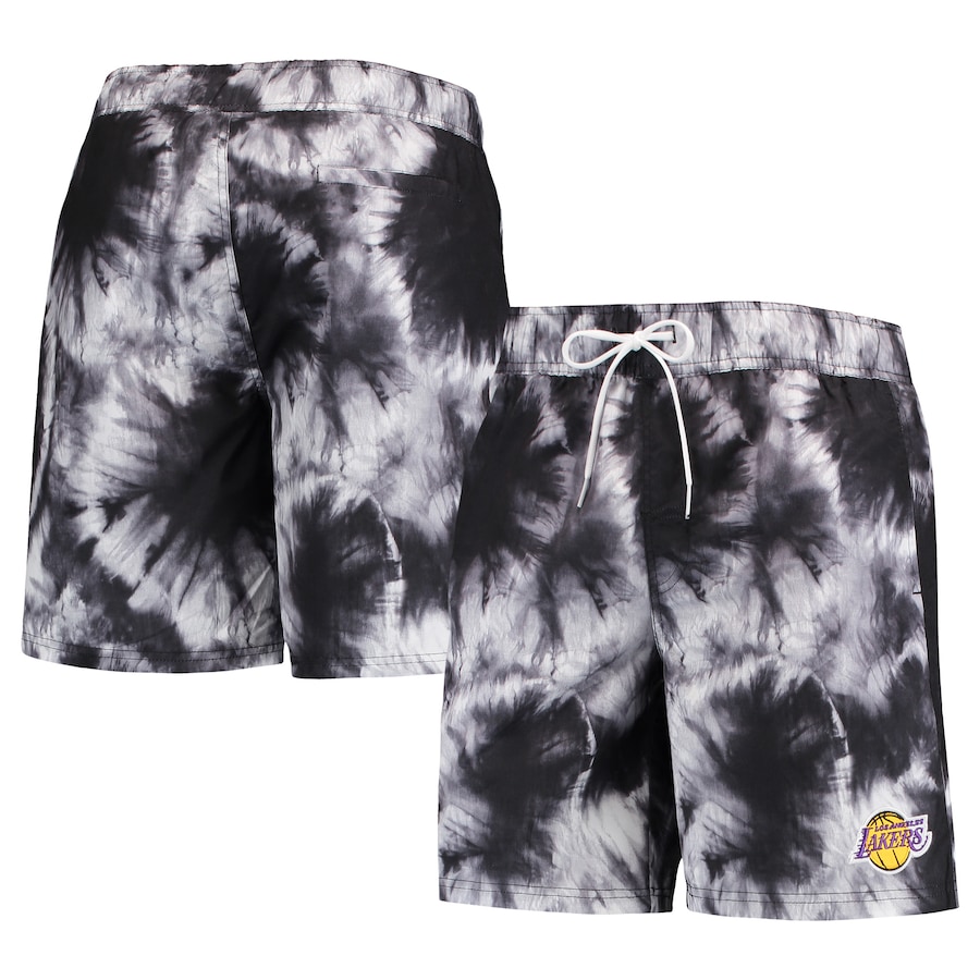 Men's Los Angeles Lakers G-III Sports by Carl Banks Black Splash Volley Swim Shorts