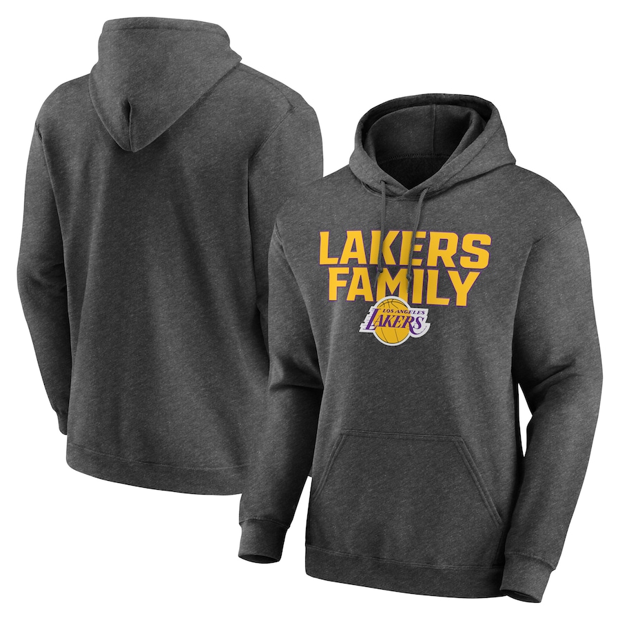 Men's Los Angeles Lakers Heathered Charcoal Victory Earned Pullover Hoodie Men's Los Angeles Lakers Heathered Charcoal Victory Earned Pullover Hoodie