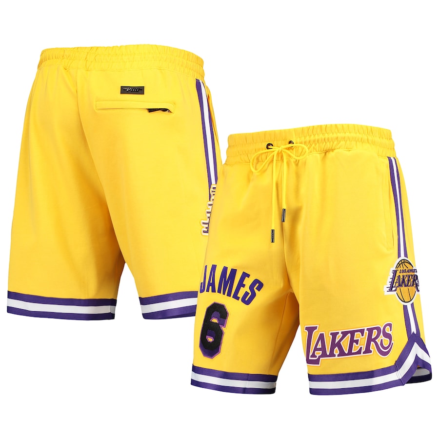 Men's Los Angeles Lakers LeBron James Pro Standard Gold Player Replica Shorts