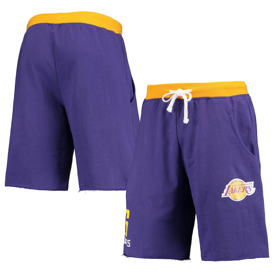 Men's Los Angeles Lakers LeBron James Purple Name & Number French Terry Shorts