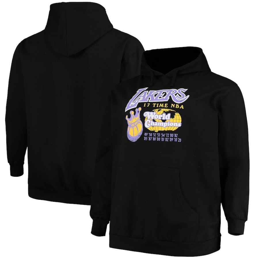 Men's Los Angeles Lakers Mitchell & Ness Black 17x World Champs Big & Tall Pullover Hoodie Men's Los Angeles Lakers Mitchell & Ness Black 17x World Champs Big & Tall Pullover Hoodie