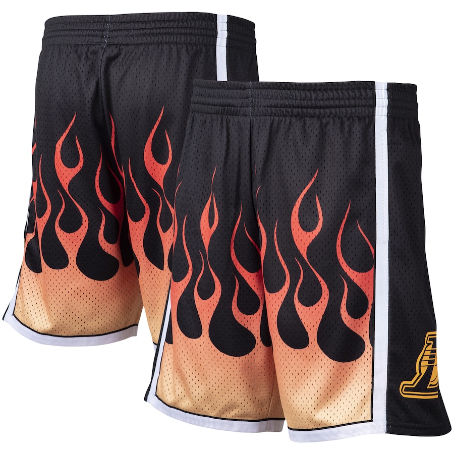 Men's Los Angeles Lakers Mitchell & Ness Black 2009/10 Flames Swingman Shorts Men's Los Angeles Lakers Mitchell & Ness Black 2009/10 Flames Swingman Shorts