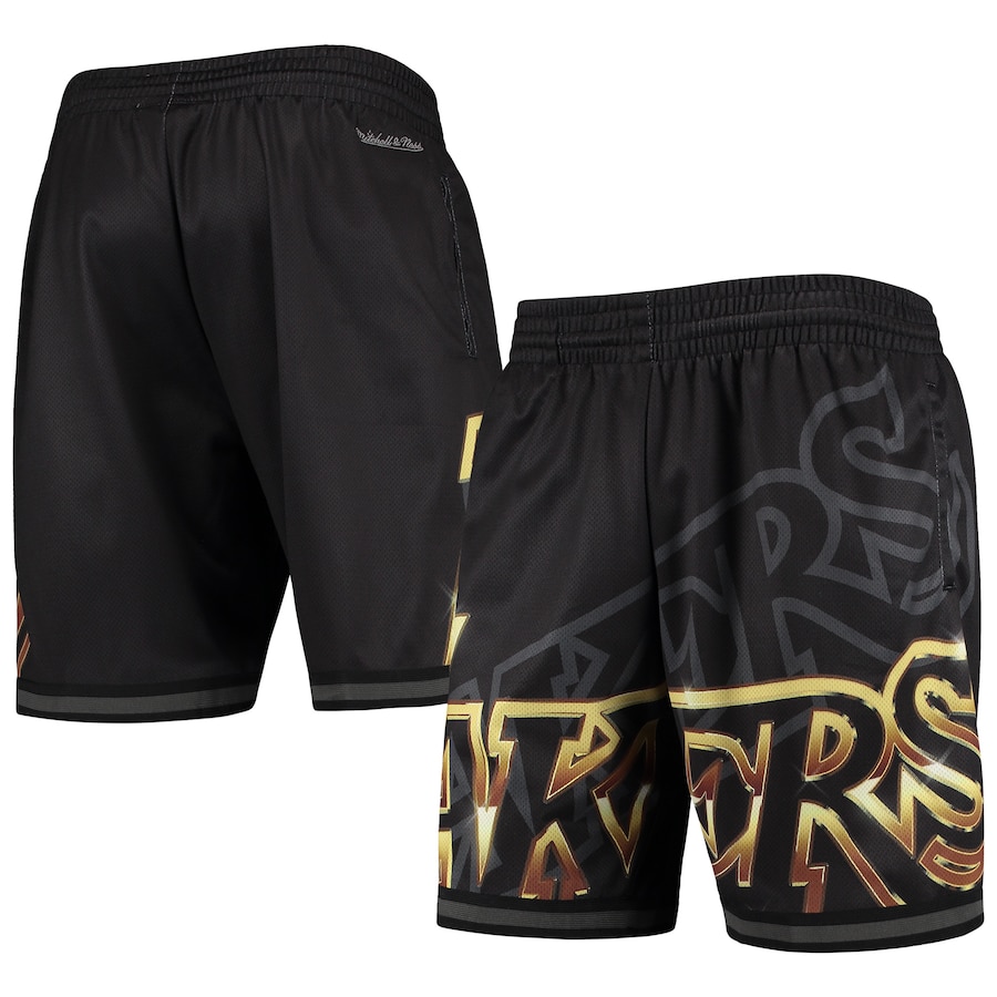 Men's Los Angeles Lakers Mitchell & Ness Black Big Face 4.0 Fashion Shorts Men's Los Angeles Lakers Mitchell & Ness Black Big Face 4.0 Fashion Shorts