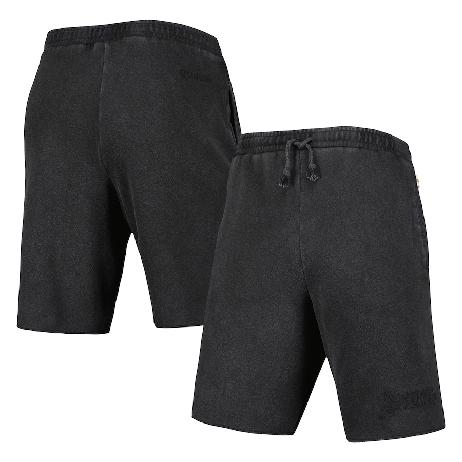 Men's Los Angeles Lakers Mitchell & Ness Black French Terry Tonal Fleece Shorts Men's Los Angeles Lakers Mitchell & Ness Black French Terry Tonal Fleece Shorts