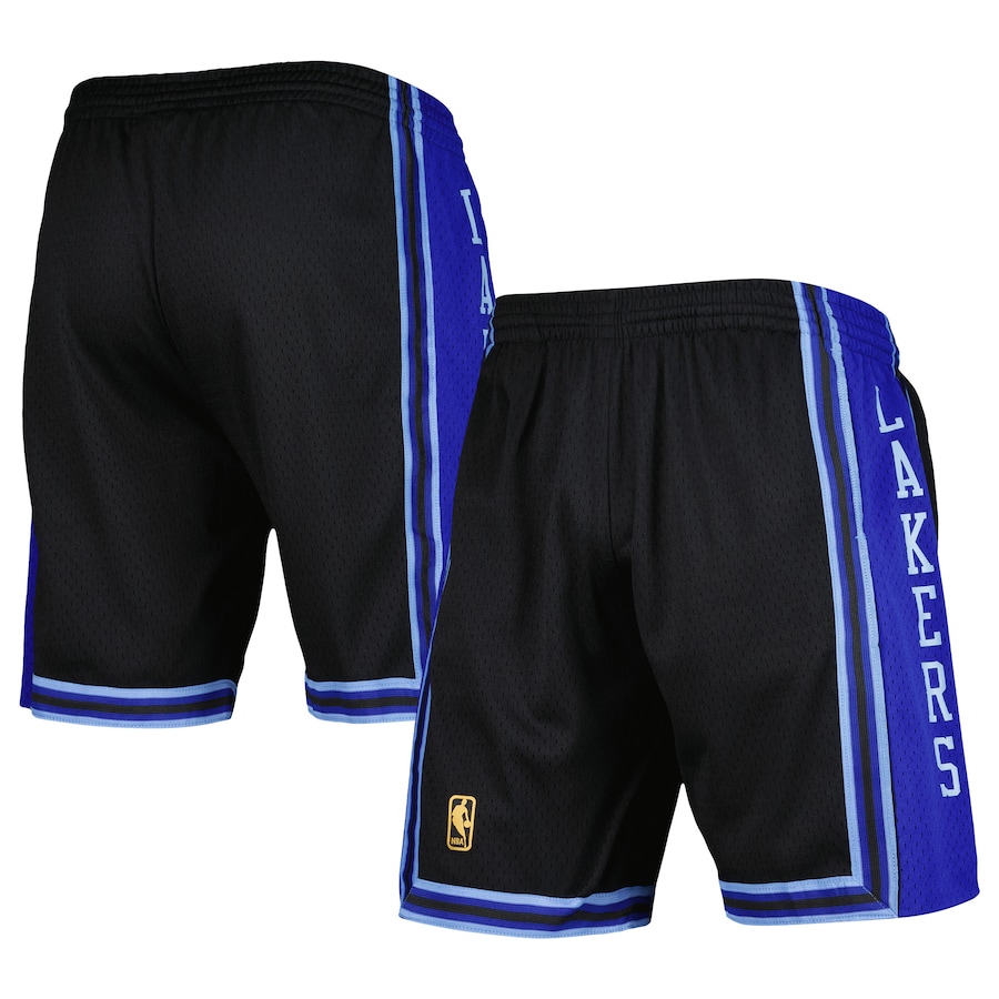 Men's Los Angeles Lakers Mitchell & Ness Black Hardwood Classics Reload 2.0 Swingman Shorts Men's Los Angeles Lakers Mitchell & Ness Black Hardwood Classics Reload 2.0 Swingman Shorts