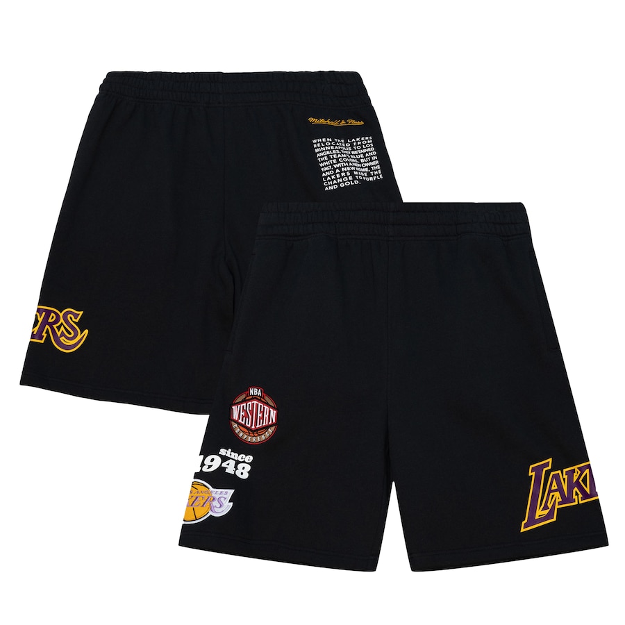Men's Los Angeles Lakers Mitchell & Ness Black Team Origins Fleece Shorts