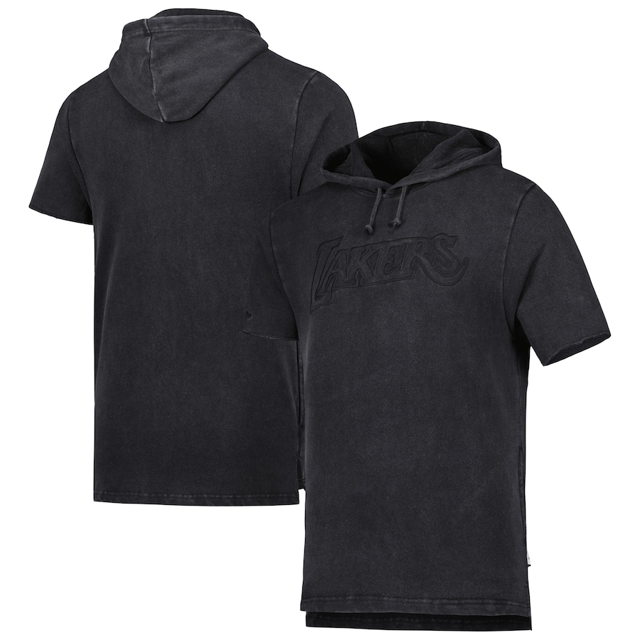 Men's Los Angeles Lakers Mitchell & Ness Black Tonal Short Sleeve Pullover Hoodie