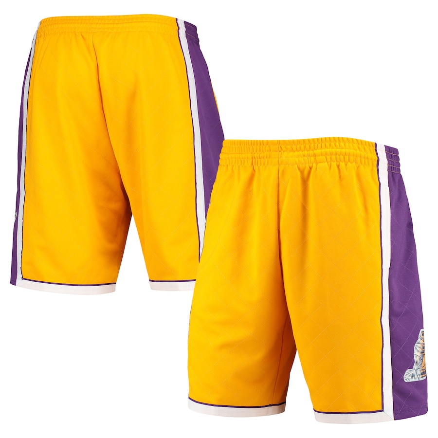 Men's Los Angeles Lakers Mitchell & Ness Gold 2009 Hardwood Classics 75th Anniversary Swingman Shorts Men's Los Angeles Lakers Mitchell & Ness Gold 2009 Hardwood Classics 75th Anniversary Swingman Shorts