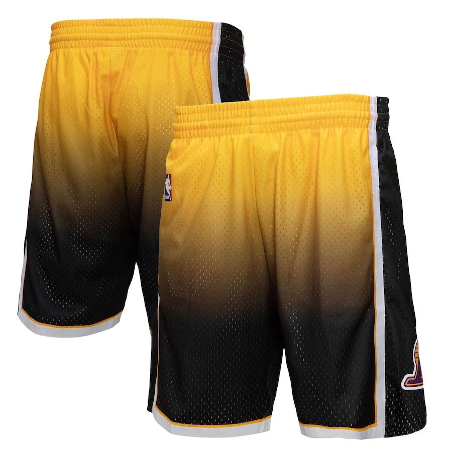 Men's Los Angeles Lakers Mitchell & Ness Gold/Black 2009/10 Hardwood Classics Fadeaway Reload 3.0 Swingman Shorts Men's Los Angeles Lakers Mitchell & Ness Gold/Black 2009/10 Hardwood Classics Fadeaway Reload 3.0 Swingman Shorts