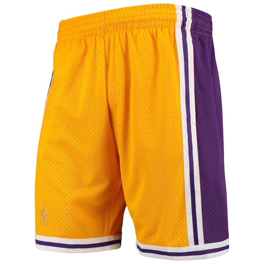 Men's Los Angeles Lakers Mitchell & Ness Gold Hardwood Classics Team Swingman Shorts Men's Los Angeles Lakers Mitchell & Ness Gold Hardwood Classics Team Swingman Shorts