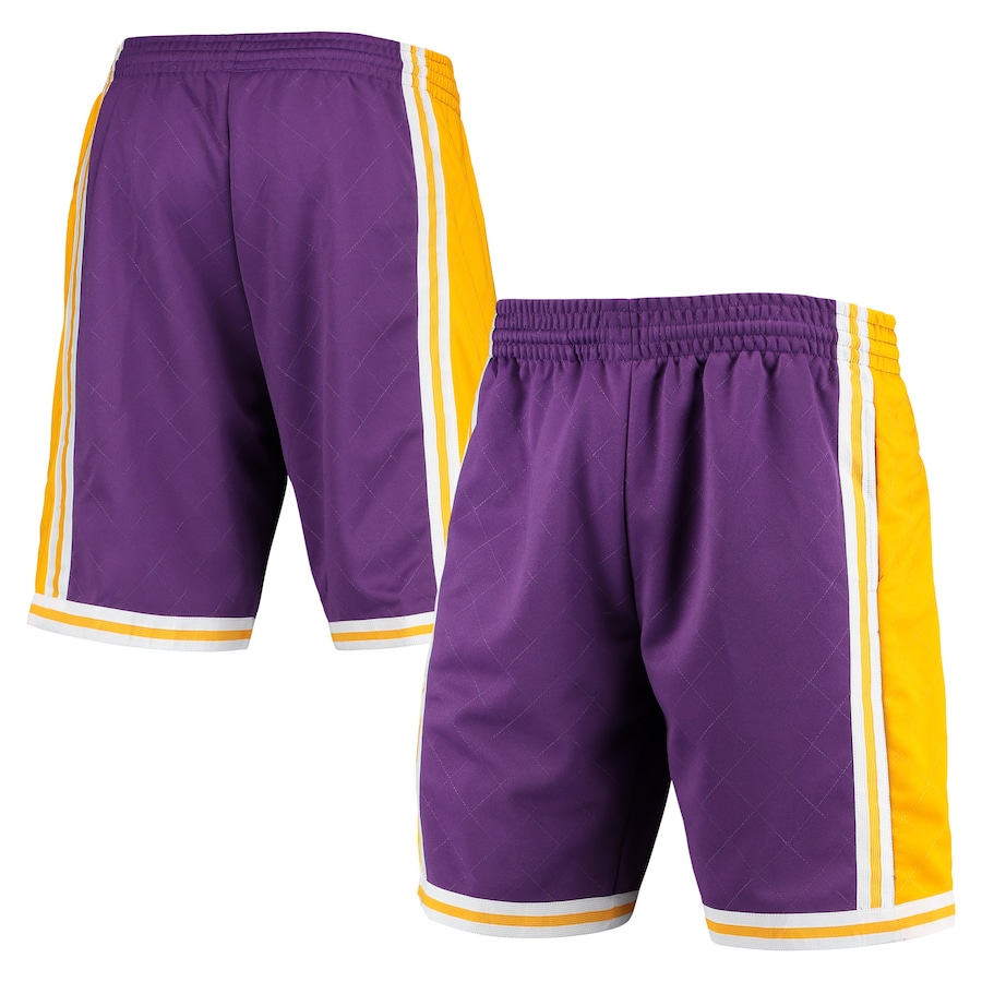 Men's Los Angeles Lakers Mitchell & Ness Purple 1984 Hardwood Classics 75th Anniversary Swingman Shorts Men's Los Angeles Lakers Mitchell & Ness Purple 1984 Hardwood Classics 75th Anniversary Swingman Shorts