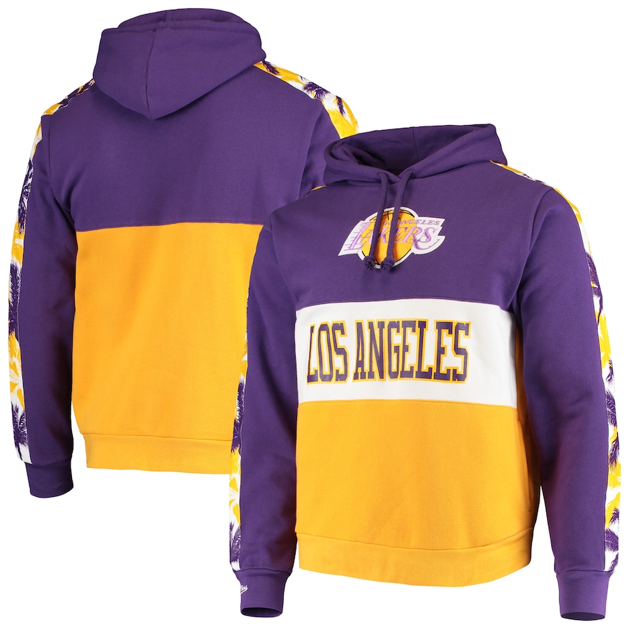 Men's Los Angeles Lakers Mitchell & Ness Purple Hardwood Classics Leading Scorer Fleece Pullover Hoodie Men's Los Angeles Lakers Mitchell & Ness Purple Hardwood Classics Leading Scorer Fleece Pullover Hoodie