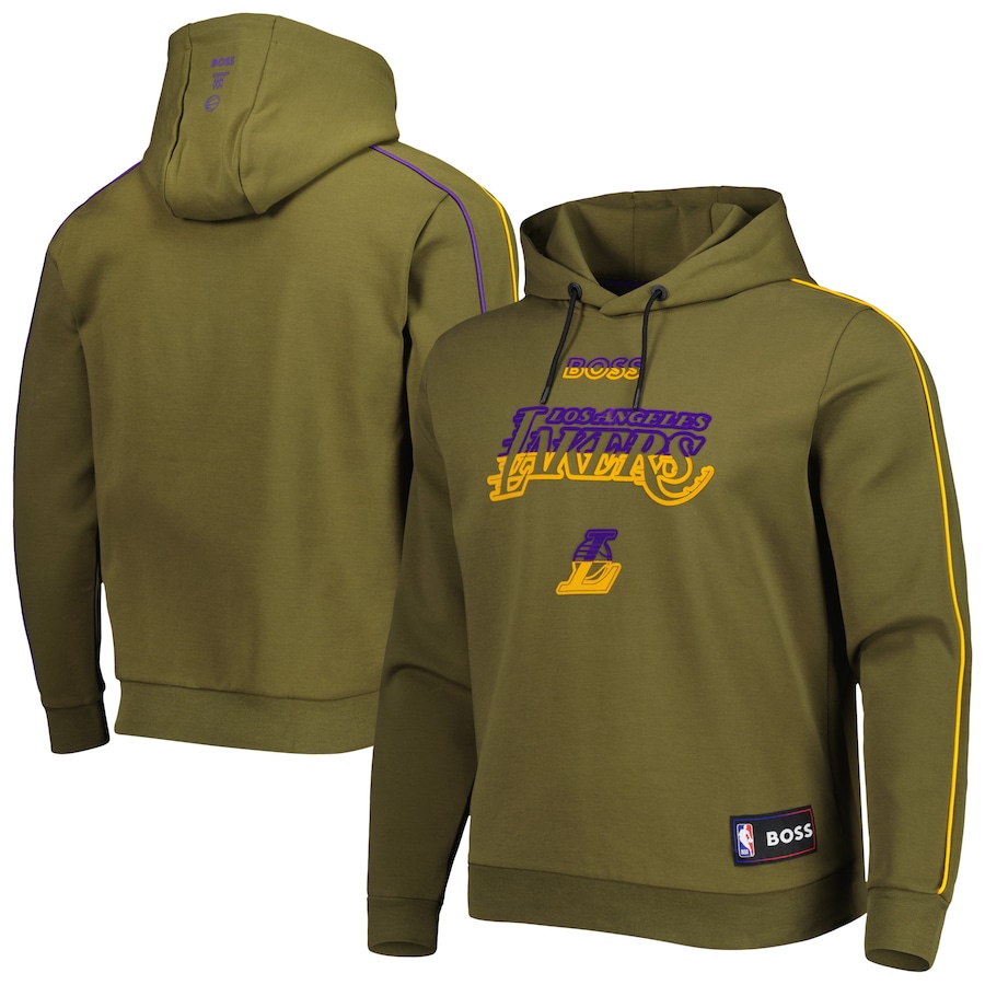 Men's Los Angeles Lakers NBA x Hugo Boss Olive Team Bounce Tri-Blend Pullover Hoodie Men's Los Angeles Lakers NBA x Hugo Boss Olive Team Bounce Tri-Blend Pullover Hoodie