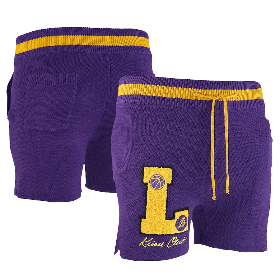 Men's Los Angeles Lakers NBA x Keiser Clark Purple/Gold No Caller ID Knit Shorts Men's Los Angeles Lakers NBA x Keiser Clark Purple/Gold No Caller ID Knit Shorts