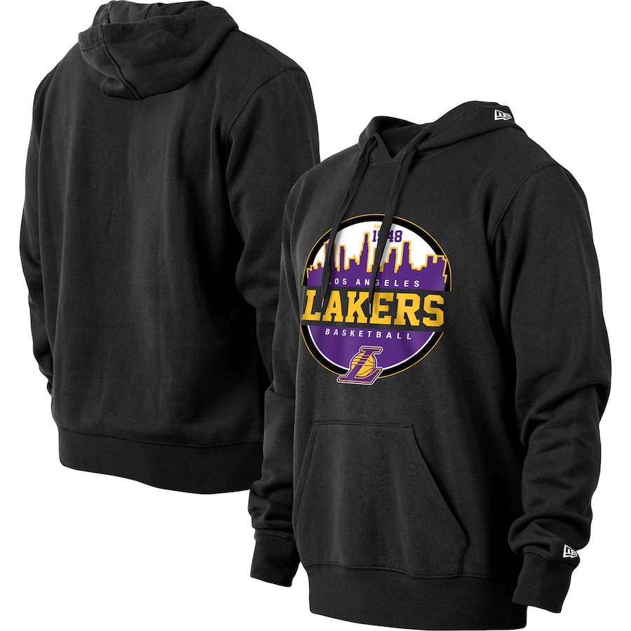 Men's Los Angeles Lakers New Era Black Localized Pullover Hoodie Men's Los Angeles Lakers New Era Black Localized Pullover Hoodie