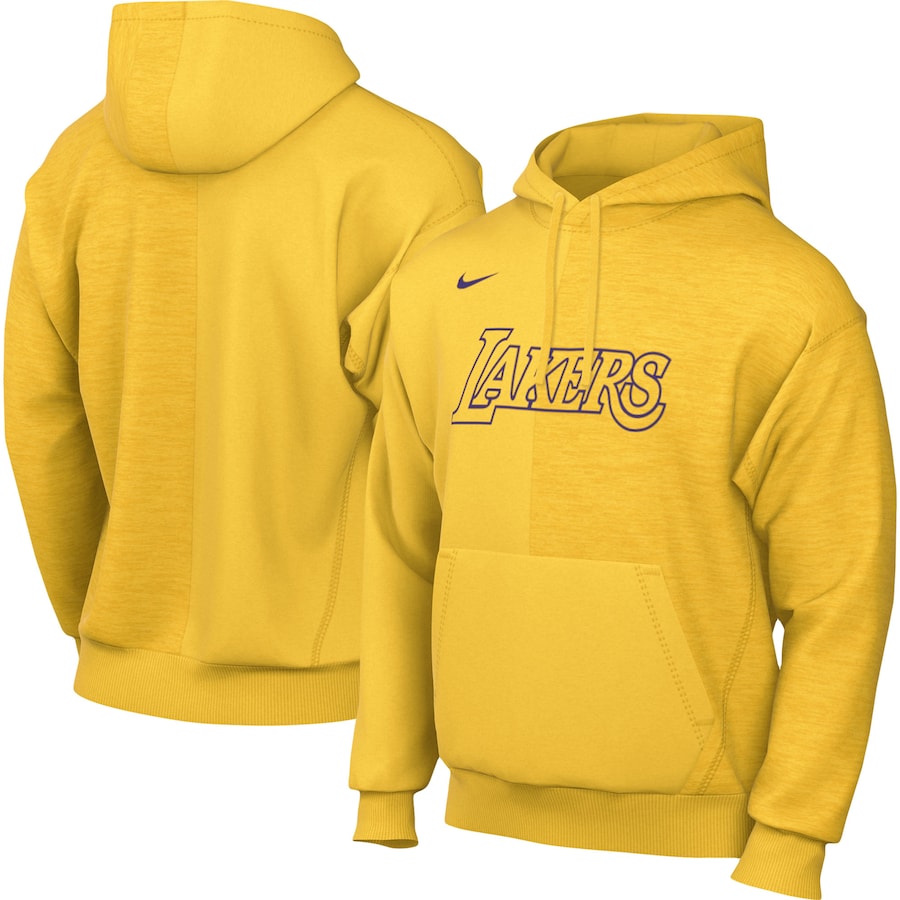 Men's Los Angeles Lakers NBA Gold Courtside Versus Stitch Split Pullover Hoodie