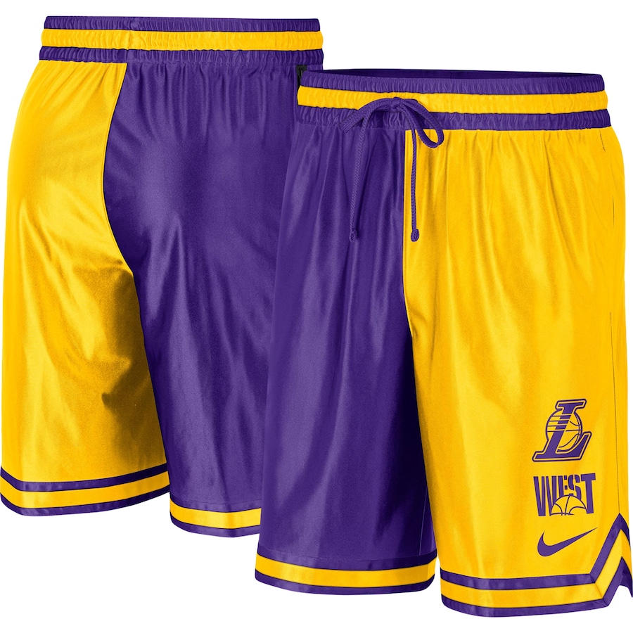 Men's Los Angeles Lakers NBA Gold/Purple Courtside Versus Force Split DNA Performance Shorts Men's Los Angeles Lakers NBA Gold/Purple Courtside Versus Force Split DNA Performance Shorts