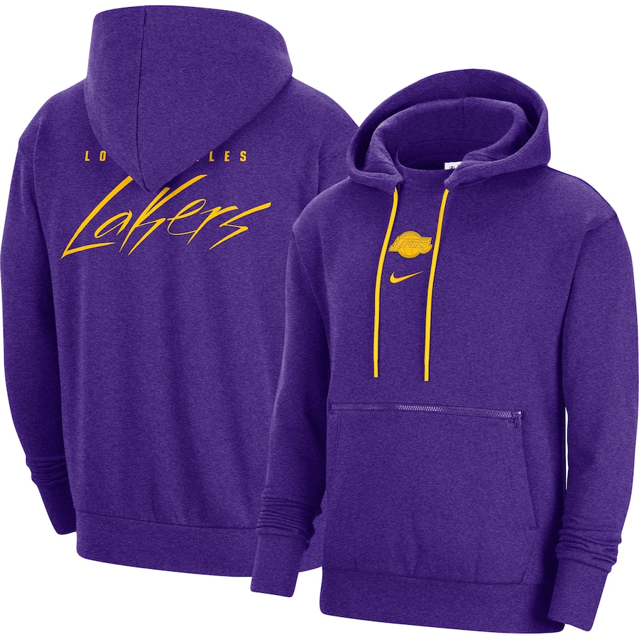 Men's Los Angeles Lakers NBA Heather Purple Courtside Versus Flight Pullover Hoodie