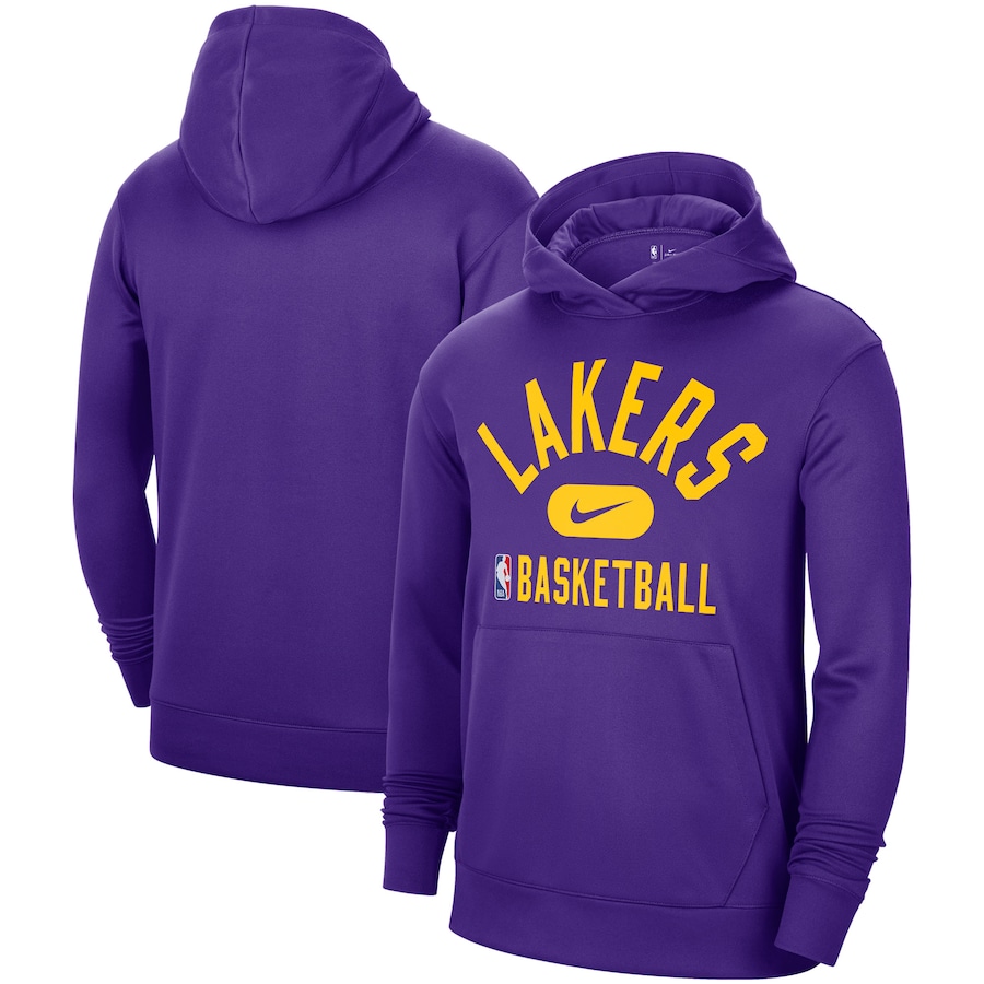 Men's Los Angeles Lakers NBA Purple 2021-2022 Spotlight On Court Performance Practice Pullover Hoodie