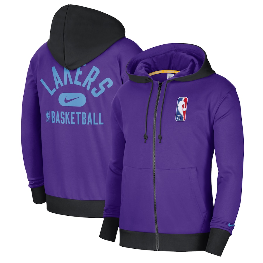 Men's Los Angeles Lakers NBA Purple/Black 2021/22 City Edition Courtside Heavyweight Fleece Full-Zip Hoodie