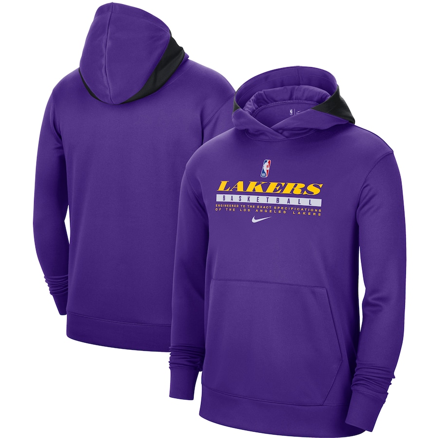 Men's Los Angeles Lakers NBA Purple Spotlight On Court Practice Performance Pullover Hoodie Men's Los Angeles Lakers NBA Purple Spotlight On Court Practice Performance Pullover Hoodie