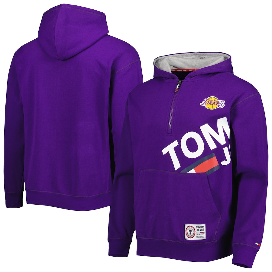 Men's Los Angeles Lakers Tommy Jeans Purple Bernard Half-Zip Hoodie
