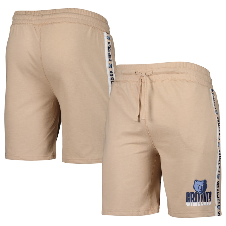 Men's Memphis Grizzlies Concepts Sport Tan Team Stripe Shorts Men's Memphis Grizzlies Concepts Sport Tan Team Stripe Shorts