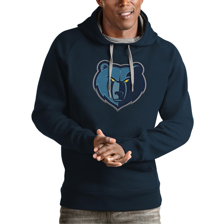 Men's Memphis Grizzlies Antigua Navy Team Logo Victory Pullover Hoodie Men's Memphis Grizzlies Antigua Navy Team Logo Victory Pullover Hoodie