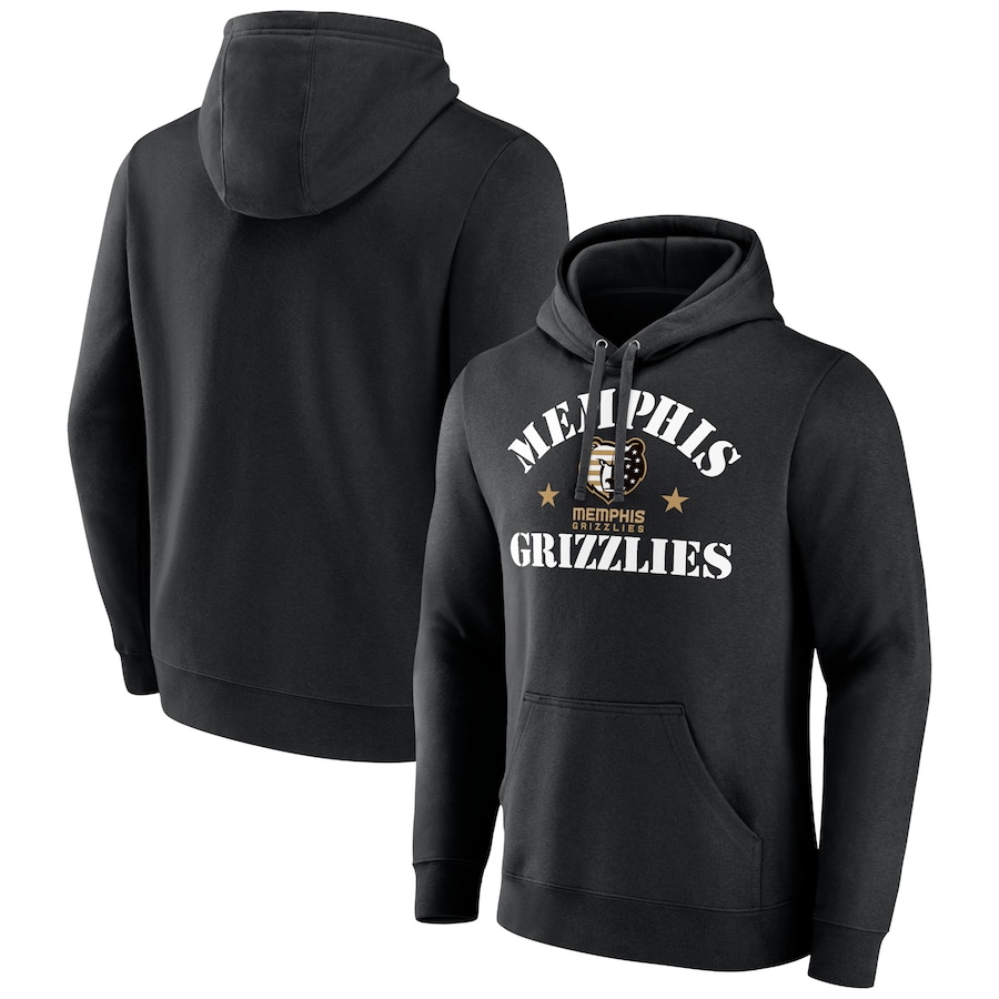 Men's Memphis Grizzlies Black 2022 Hoops For Troops Training Pullover Hoodie