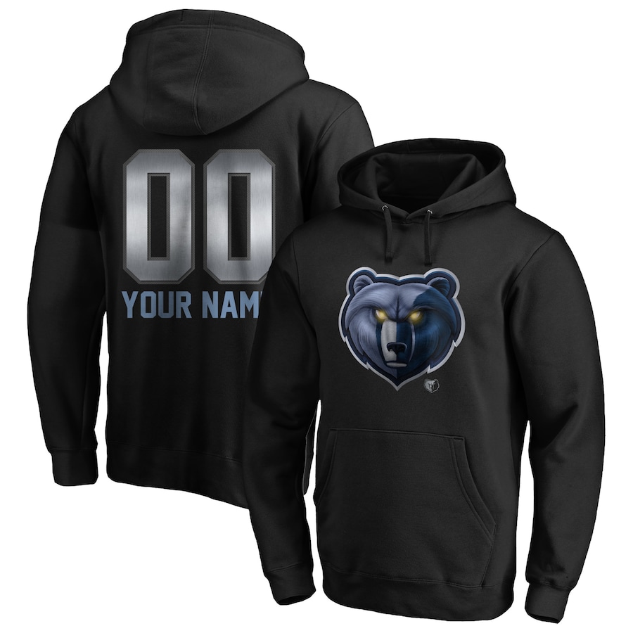 Men's Customize Memphis Grizzlies Black Midnight Mascot Personalized Name & Number Pullover Hoodie Men's Customize Memphis Grizzlies Black Midnight Mascot Personalized Name & Number Pullover Hoodie