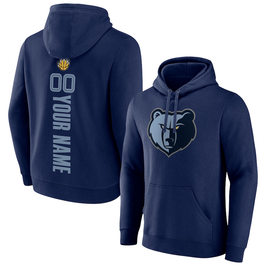 Men's Customize Memphis Grizzlies Navy Playmaker Personalized Name & Number Pullover Hoodie Men's Customize Memphis Grizzlies Navy Playmaker Personalized Name & Number Pullover Hoodie